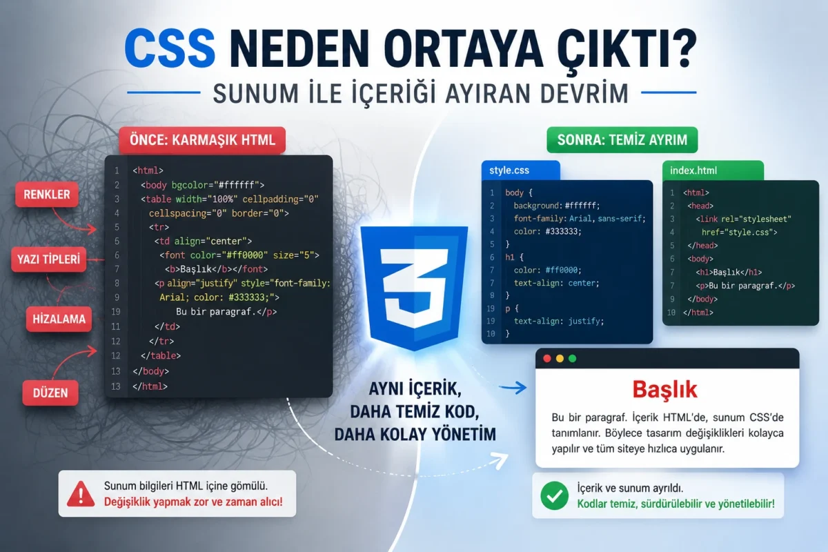 CSS Neden Ortaya Çıktı? Web Tasarımında Standartları Değiştiren Teknoloji
