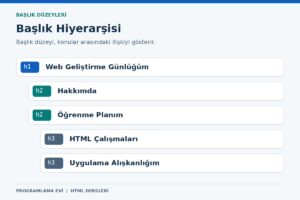 h1, h2 ve h3 ile örnek başlık hiyerarşisi.